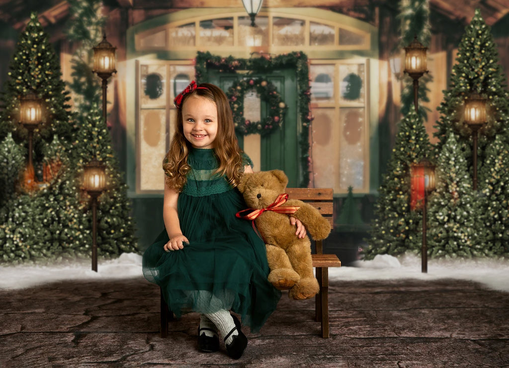 Avezano Christmas Cottage Photography Backdrop-AVEZANO